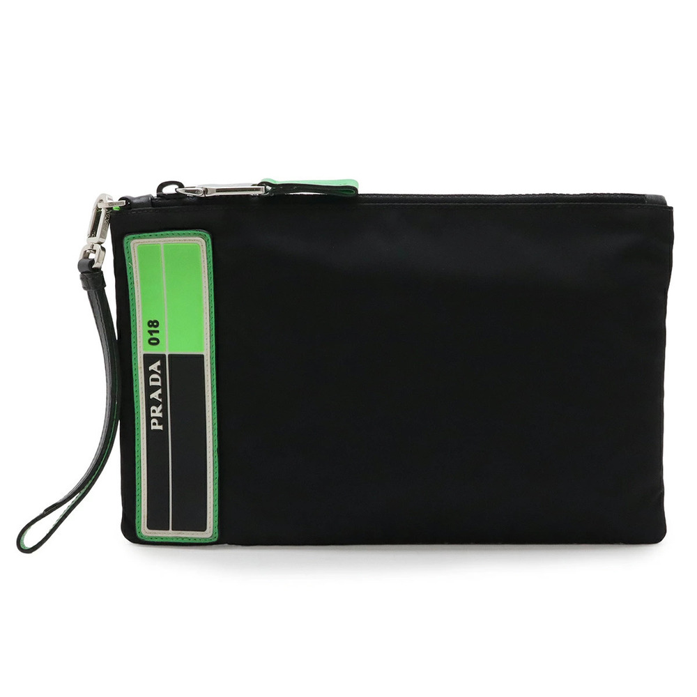 Prada Clutch Bag Pouch Clutch Accessory Case NERO Black Neon Green